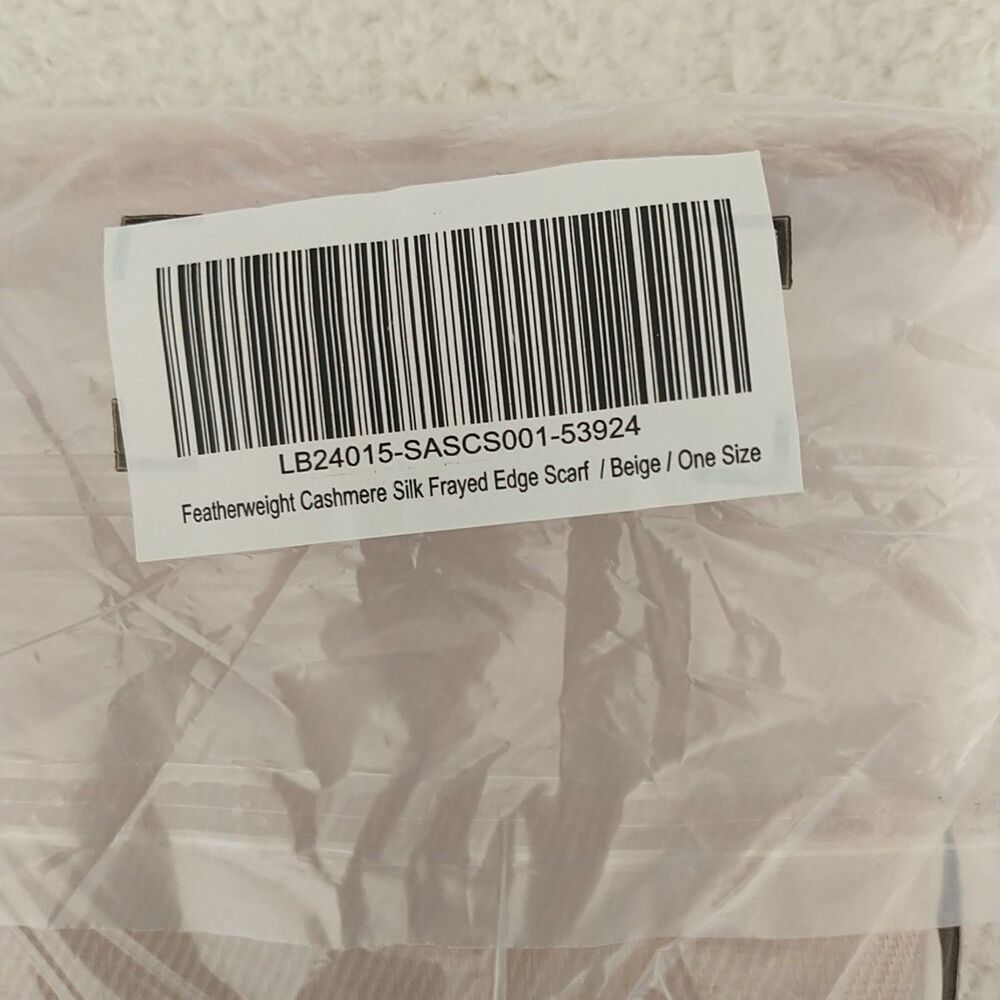 New Quince Featherweight Cashmere Silk Frayed Edge Scarf One Size Beige - Picture 4 of 8